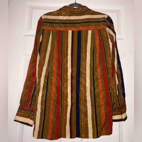 Mango Multicolor Fall Striped Button Down Shirt Size US 2 - Picture 7 of 9